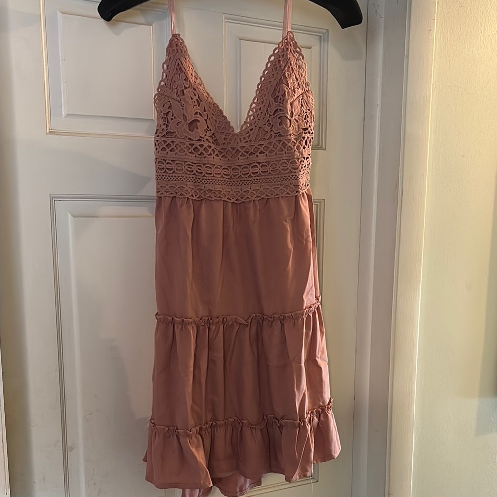 Pink Lace Trim Dress